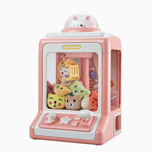Kids' skill-building electronic mini claw machine, featuring a transparent prize window