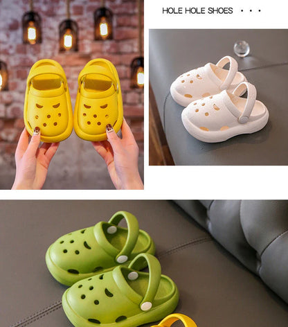 Toddler's red non-slip clogs, excellent grip for indoor and outdoor use