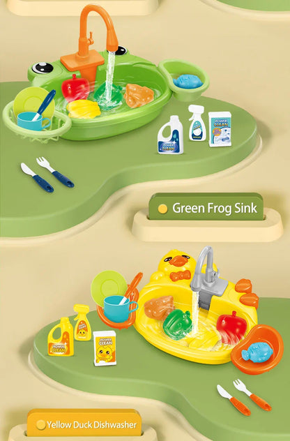 Educational kids toy, kitchen playset sink with circulating water feature, vibrant design