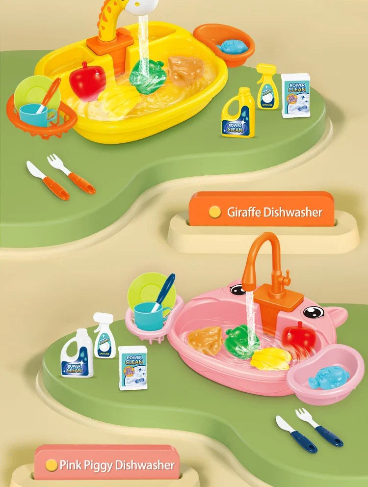 Baby toy kitchen sink with running water, perfect for toddler activity and imaginative play
