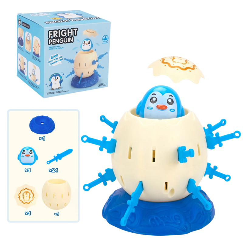 Child reaching for a colorful pop-up animal in an educational interactive party game toy.