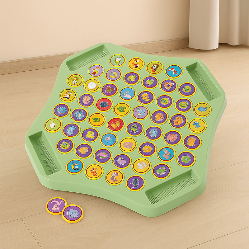 Kids playing 'Animal Match' memory game, enhancing brain development & preschool learning with colorful animal cards