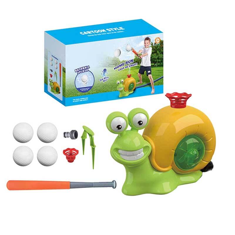 Packaging of the Kids' Outdoor Water Sprinkler Baseball Game, activity toy for ages 3-12 summer fun.