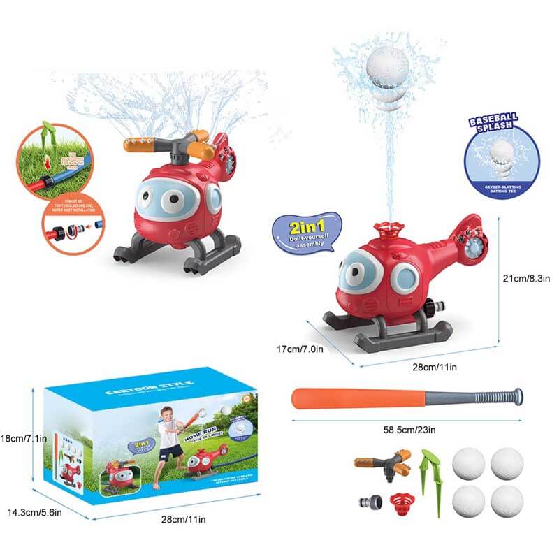 Children enjoying a backyard water sprinkler baseball game, perfect outdoor toy for summer playtime.