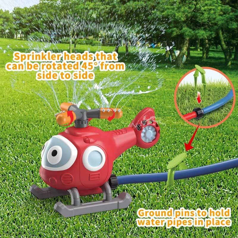 Girl running bases in a water sprinkler baseball game, exciting kids' backyard activity toy.