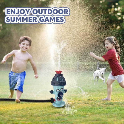 Group of kids laughing and getting wet playing water sprinkler baseball, fun outdoor activity toy.