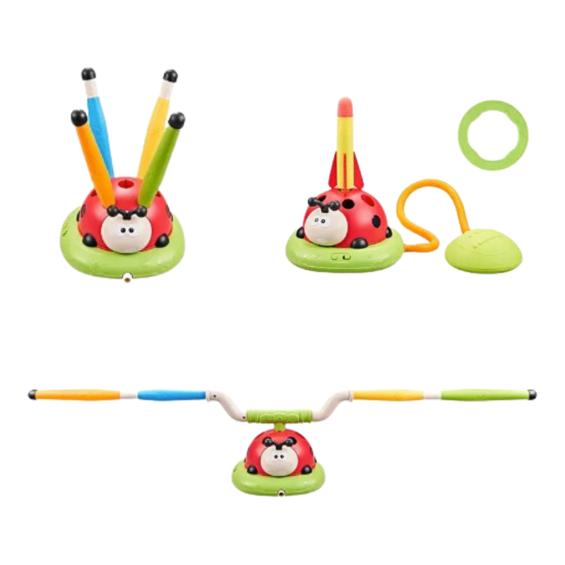 Family enjoying the BuzzPlay interactive outdoor game, a fun toy for kids that encourages active play & coordination.