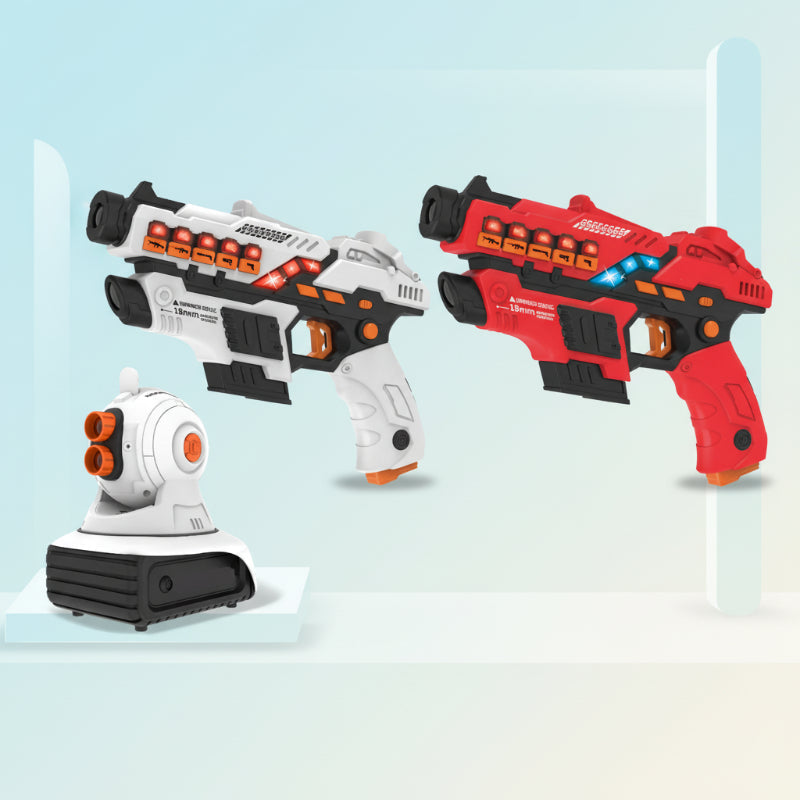 Complete kids' infrared laser tag set: blasters, targets & instructions for active indoor game