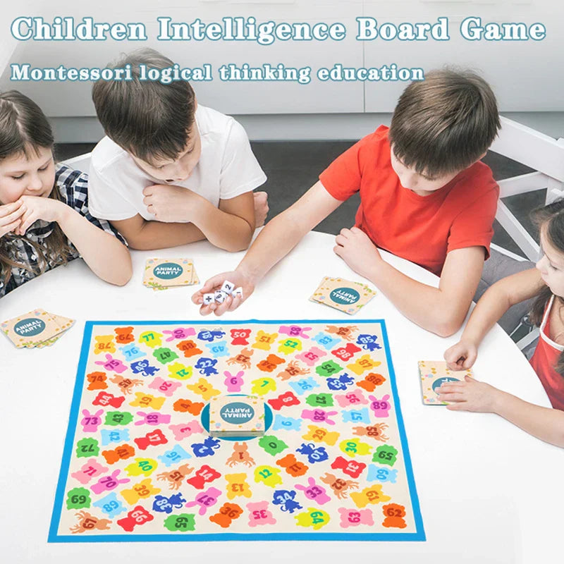 Close-up of LogicLand Math & Shape Game board with various geometric shapes and numbers for kids