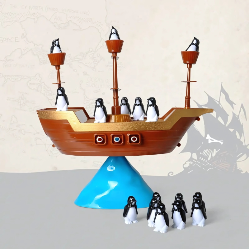 Kids playing Pirate Ship Balance Game, enhancing coordination and strategic thinking. Fun family educational toy.