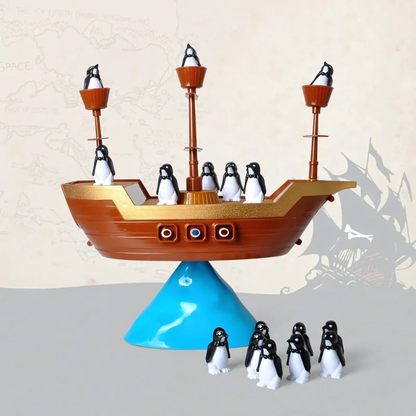 Kids playing Pirate Ship Balance Game, enhancing coordination and strategic thinking. Fun family educational toy.