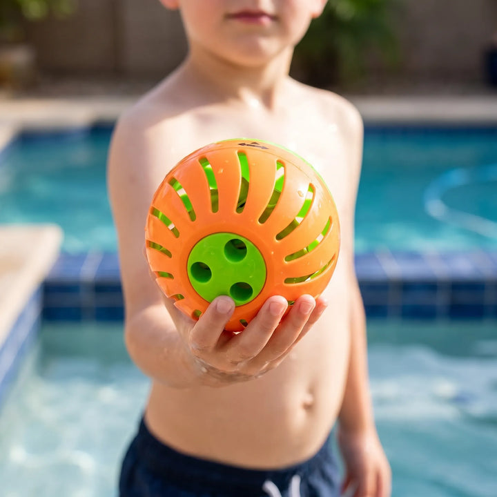 Kids playing suspenseful water balloon passing game outdoors, perfect for summer fun.