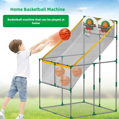 Children's indoor basketball hoop game with two hoops, promoting motor skill development.