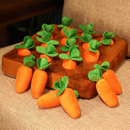 Kids playing with a Carrot Harvest Plush Toy set, enhancing imaginative play and sensory skills