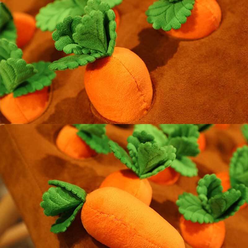 Colorful Carrot Harvest Plush Toy set with multiple plush carrots, ideal for educational play
