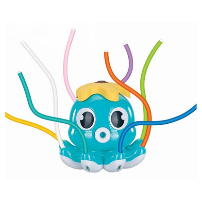 Durable octopus sprinkler toy with multiple water jets, bringing splashy fun to kids in the garden.