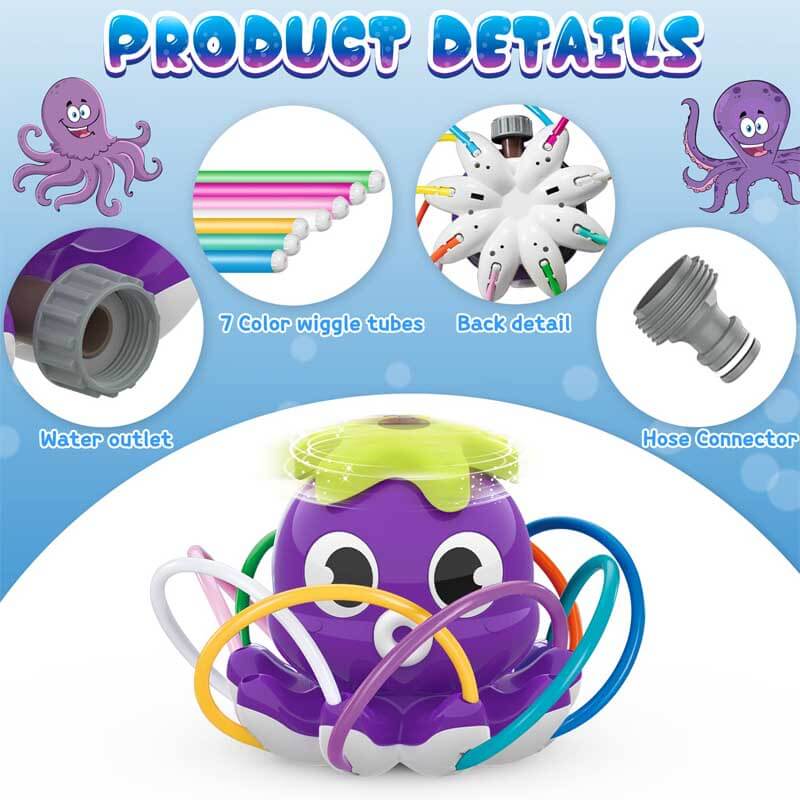Durable octopus sprinkler toy, perfect for kids' summer backyard water activities.