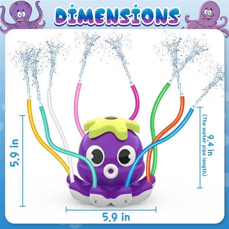 Outdoor octopus water sprinkler providing refreshing fun for children in summer.