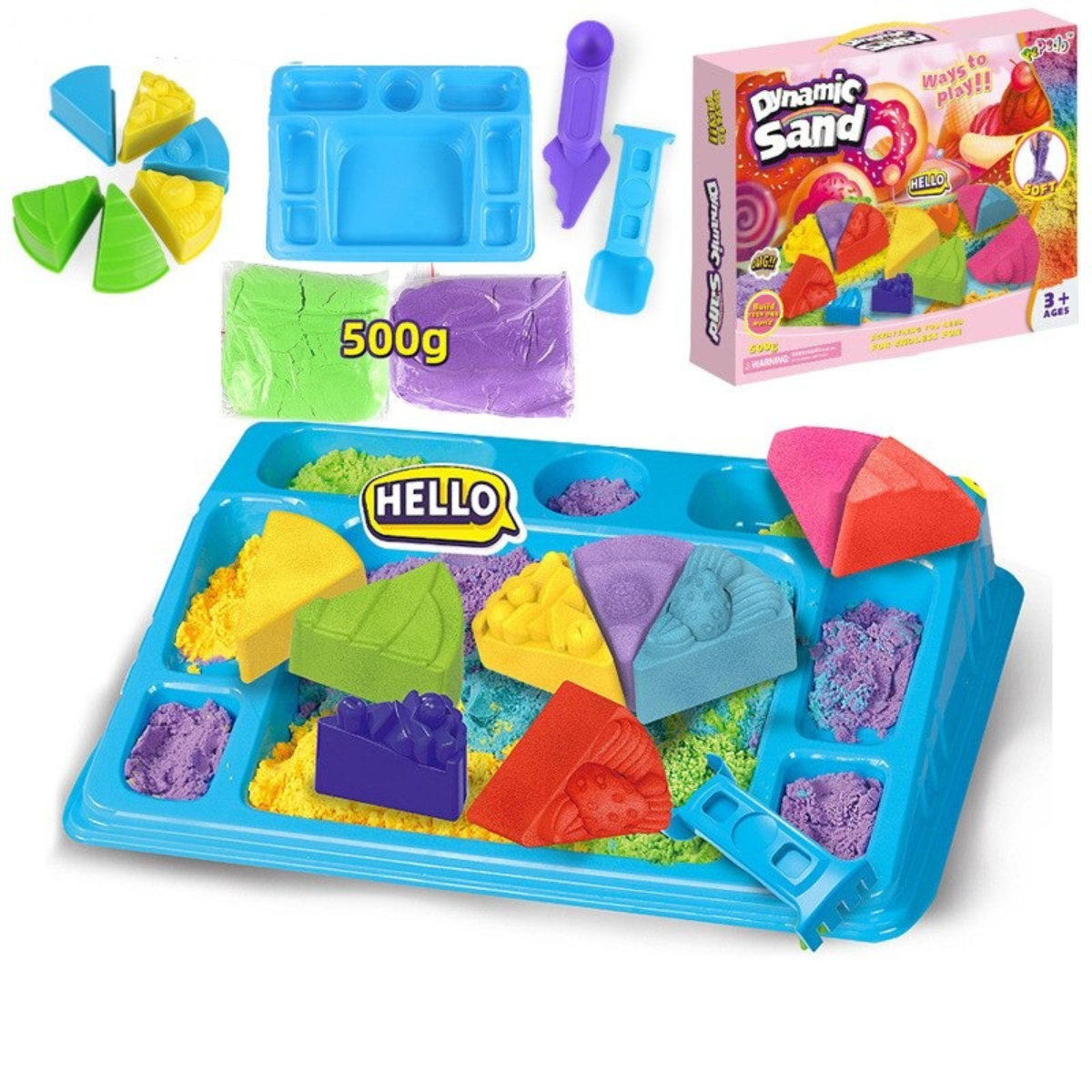 Children enjoying creative play with kinetic sandbox toys, promoting sensory development.