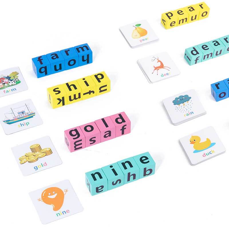 Set of preschool wooden blocks for spelling, ideal for early learning