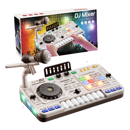 Close-up of a Kids' Interactive DJ Mixer Music Toy, showing turntable and sound effects, ideal educational gift for toddlers