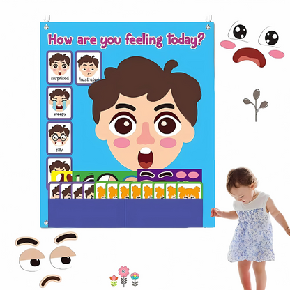 A child independently playing with the emotional learning felt game, fostering development and creative expression.