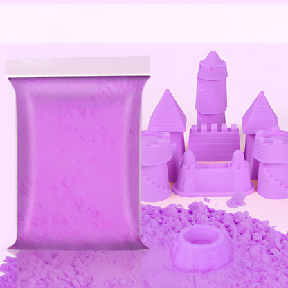 Preschooler engrossed in creative Magic Sand Playset, using animal molds and tray for fun, mess-free crafting.
