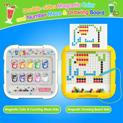 Magnetic maze board toy with colorful animal beads for color sorting & number counting