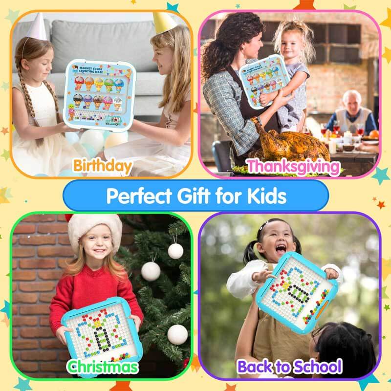 Bright and colorful magnetic maze board for kids, a great toddler activity and learning toy