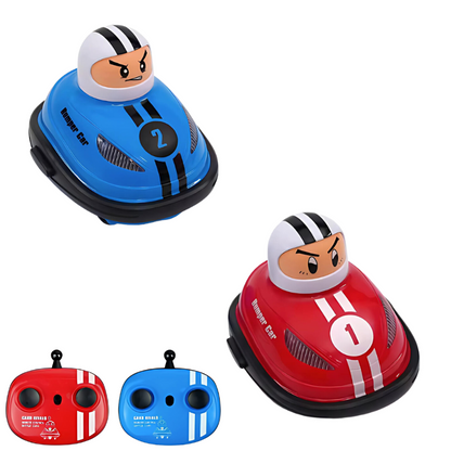 Children's remote control bumper cars battle set, two RC cars and controllers, exciting gift for kids.