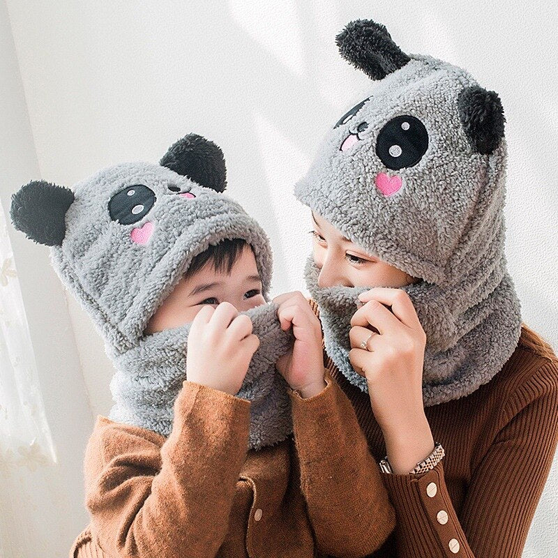 Cute animal hooded scarf hat, providing warmth and style for baby winter accessories