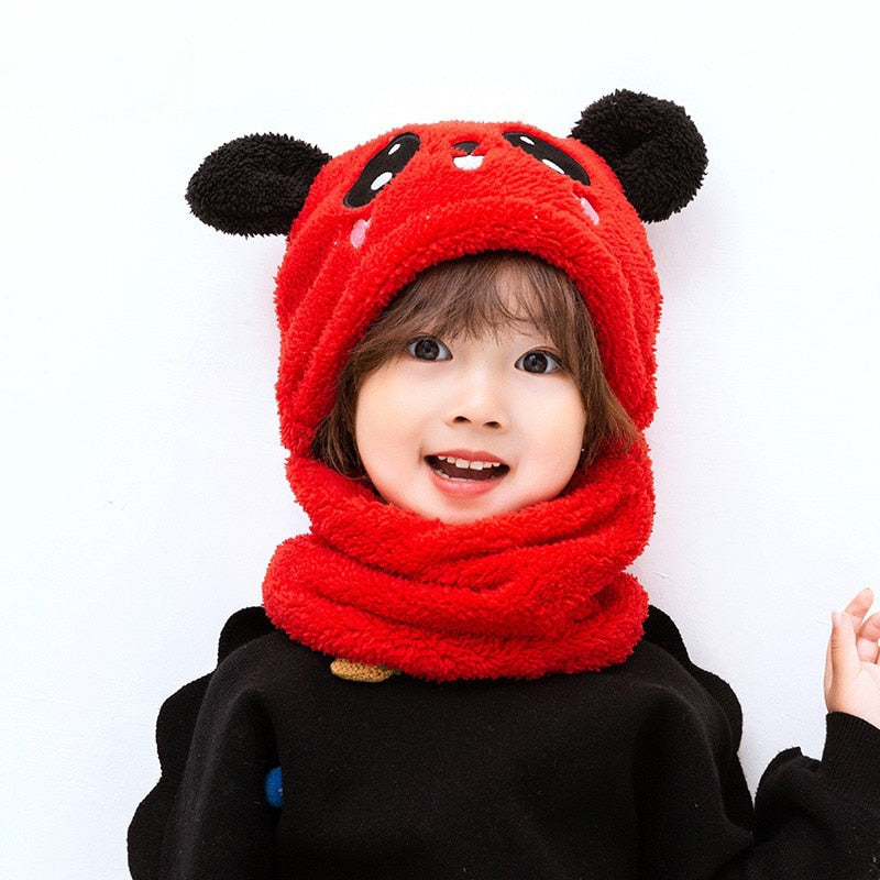 Charming animal character hooded scarf for children, providing ultimate winter warmth