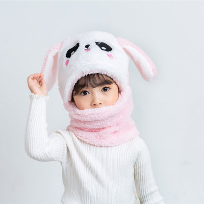 Plush hooded scarf hat for kids, an adorable and practical baby winter headwear item