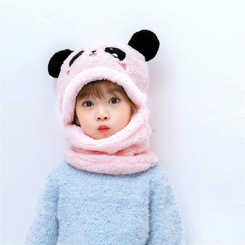 Cozy animal winter hat with integrated scarf, perfect for chilly weather toddler accessories
