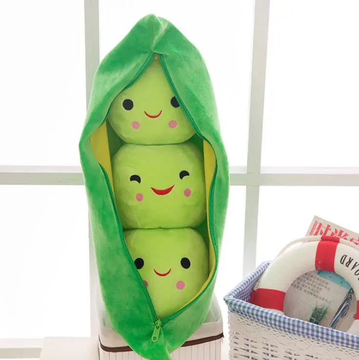 Kids' Plush Peas Doll with embroidered happy face, a cute and friendly cuddle doll