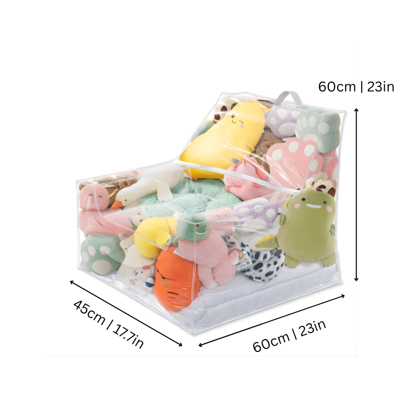 Soft kids' furniture, a bean bag chair for toy storage & playroom organization
