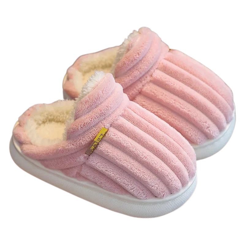 Children's anti-slip plush home slippers, ideal warm footwear for cozy winter days.