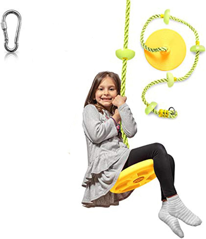 Sturdy polyethylene children's tree swing featuring a climbing rope with multiple platforms for safe backyard play.
