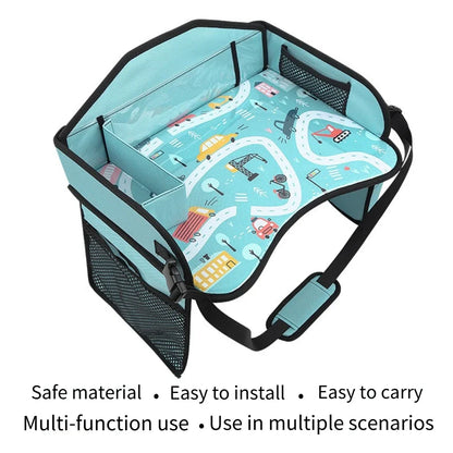 Child's portable car seat tray, a durable activity table for drawing and play on the go