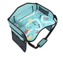 Snack tray and toy organizer for car seats, a portable desk enhancing kids' travel experience