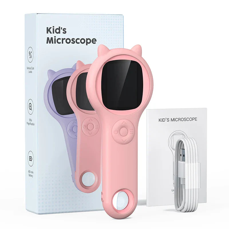 Boxed kids digital microscope, a portable science toy encouraging educational exploration for children.