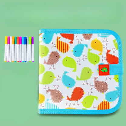 Portable reusable drawing board with watercolor pencils for kids, an engaging travel toy