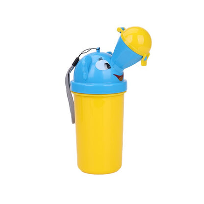 Portable potty for kids, blue plastic, with a wide opening for comfortable and convenient use on trips