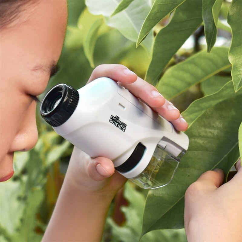Kids' portable LED pocket microscope for science exploration and educational learning, compact design