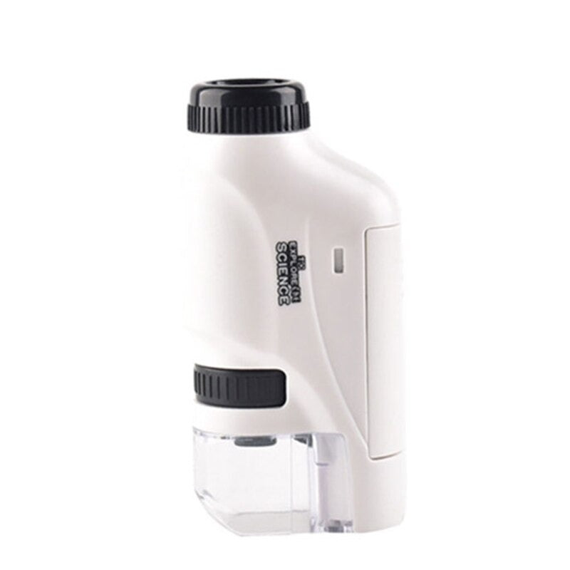 Gift for children: a red kids' educational pocket microscope with LED light, ideal for young scientists