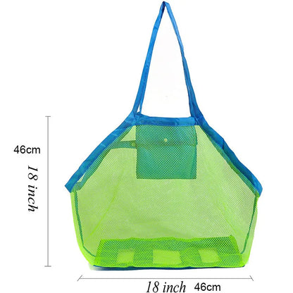 Mesh bag for kids beach toys, perfect for draining sand and water
