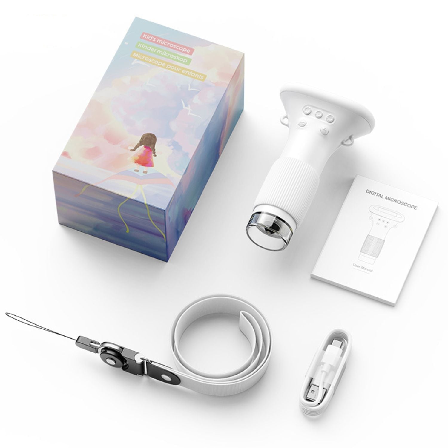 Easy-to-use portable microscope for kids, designed for ergonomic comfort and stimulating science education.