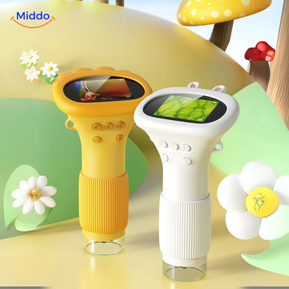 Educational STEM toy: a vibrant green portable microscope, designed for aspiring young scientists and outdoor fun.