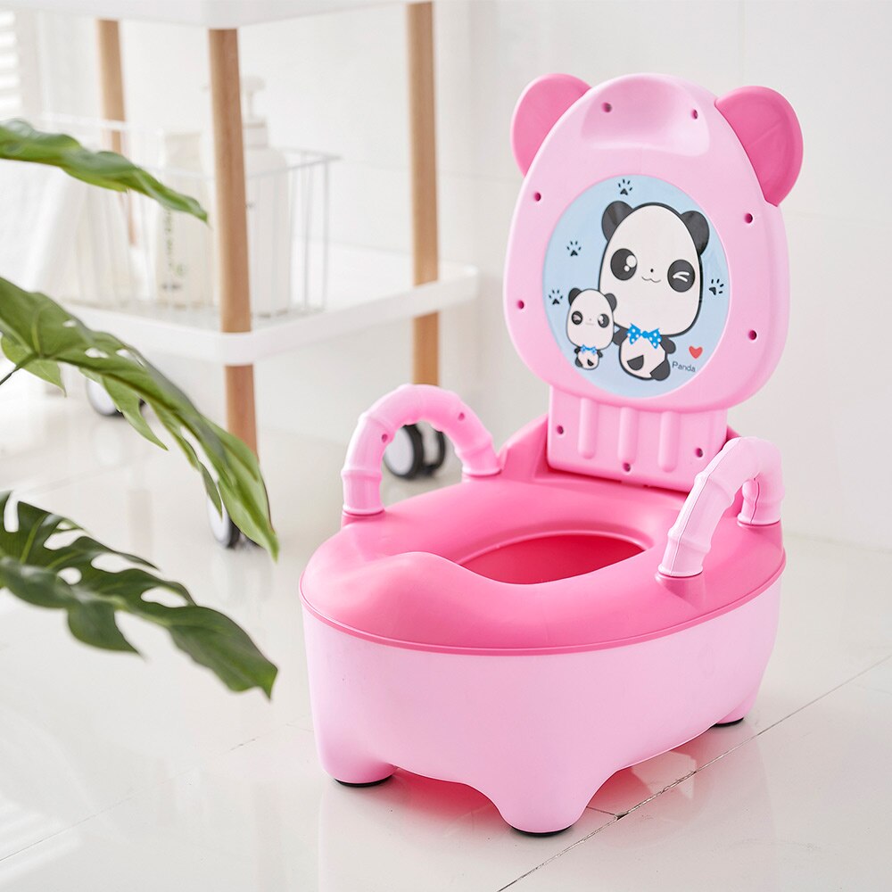 Kids portable potty training toilet chair in a bright color, engaging for young learners.