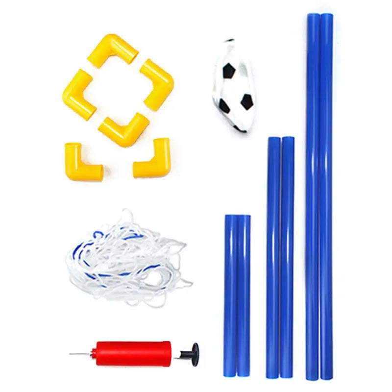 Portable soccer goal for kids, durable frame, net, and a size 3 soccer ball included